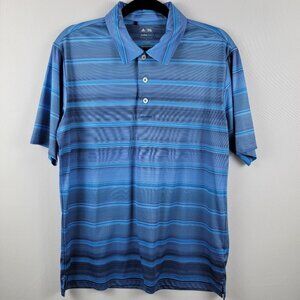 Adidas Clima Cool Polo Shirt Men's S Blue Striped Short Sleeve Polyester Golf
